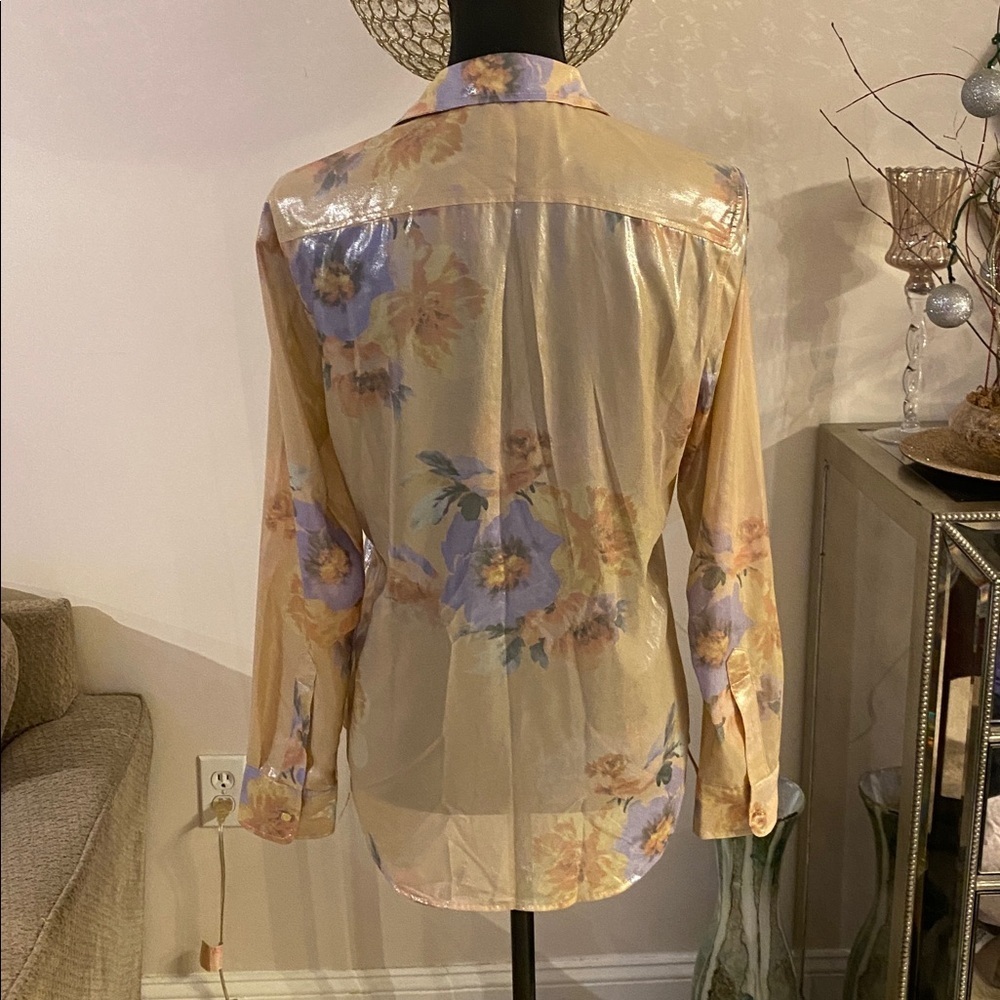 Ralph Lauren black label Floral Sheer Button Down Shirt size SP new - Picture 6 of 6